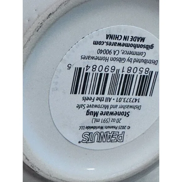 Peanuts 75th Anniversary "Nervous By Nature" Ceramic Mug 20 Oz Black & White - Picture 3 of 6